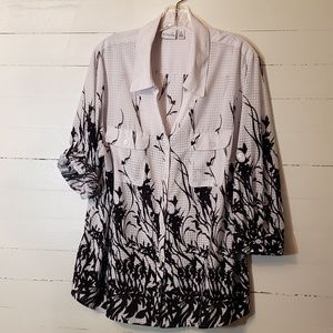 Black & White Buttondown Blouse    0049